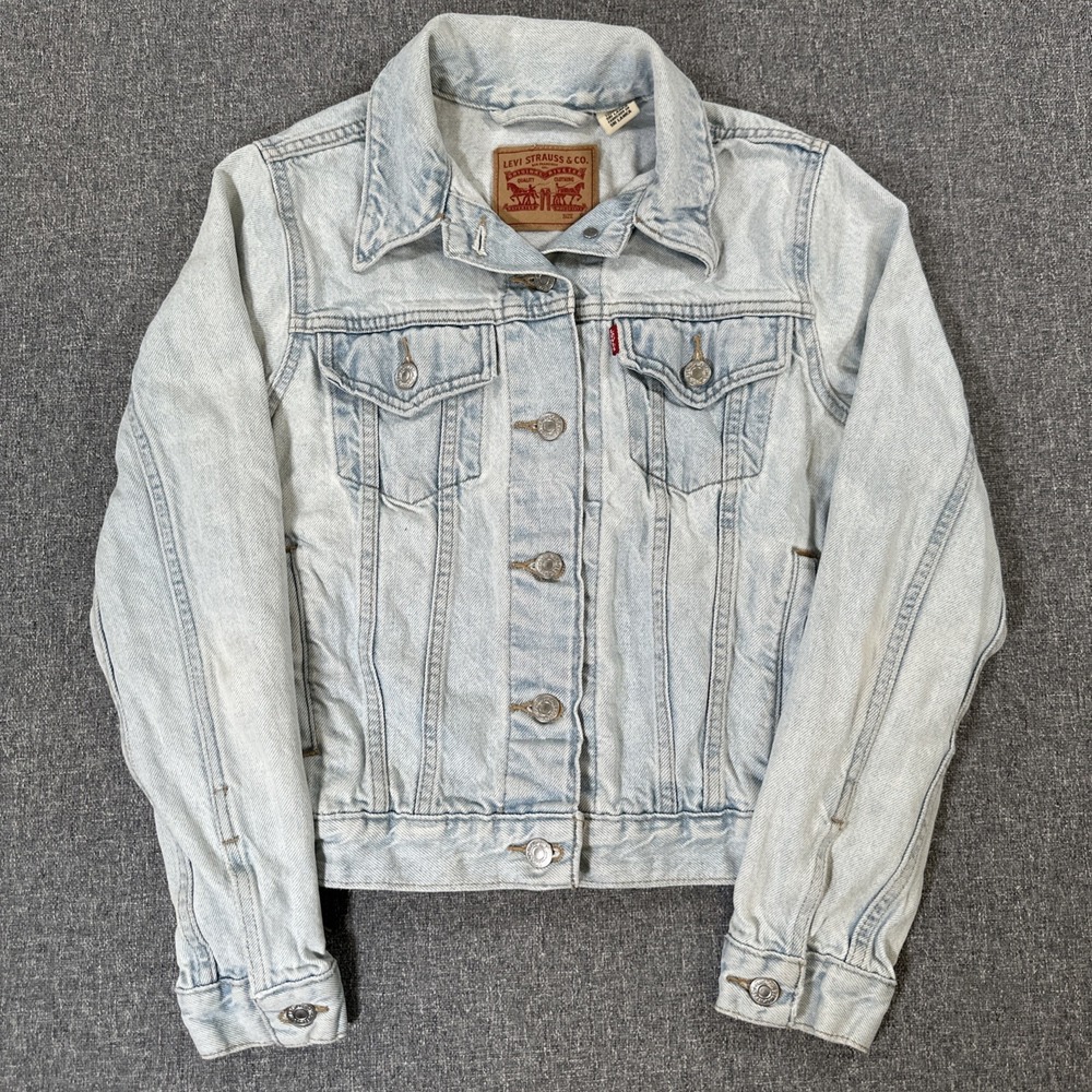 Levi's Light Wash Denim Trucker Jacket Womens Small Jean Jacket Vintage Y2K